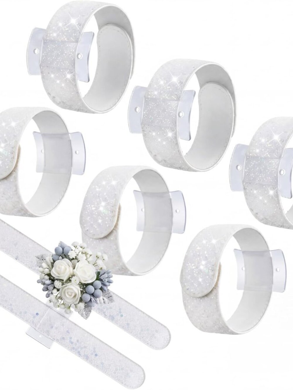6 Pcs Slaplet Corsage Wristlet Bracelets Slap Bands